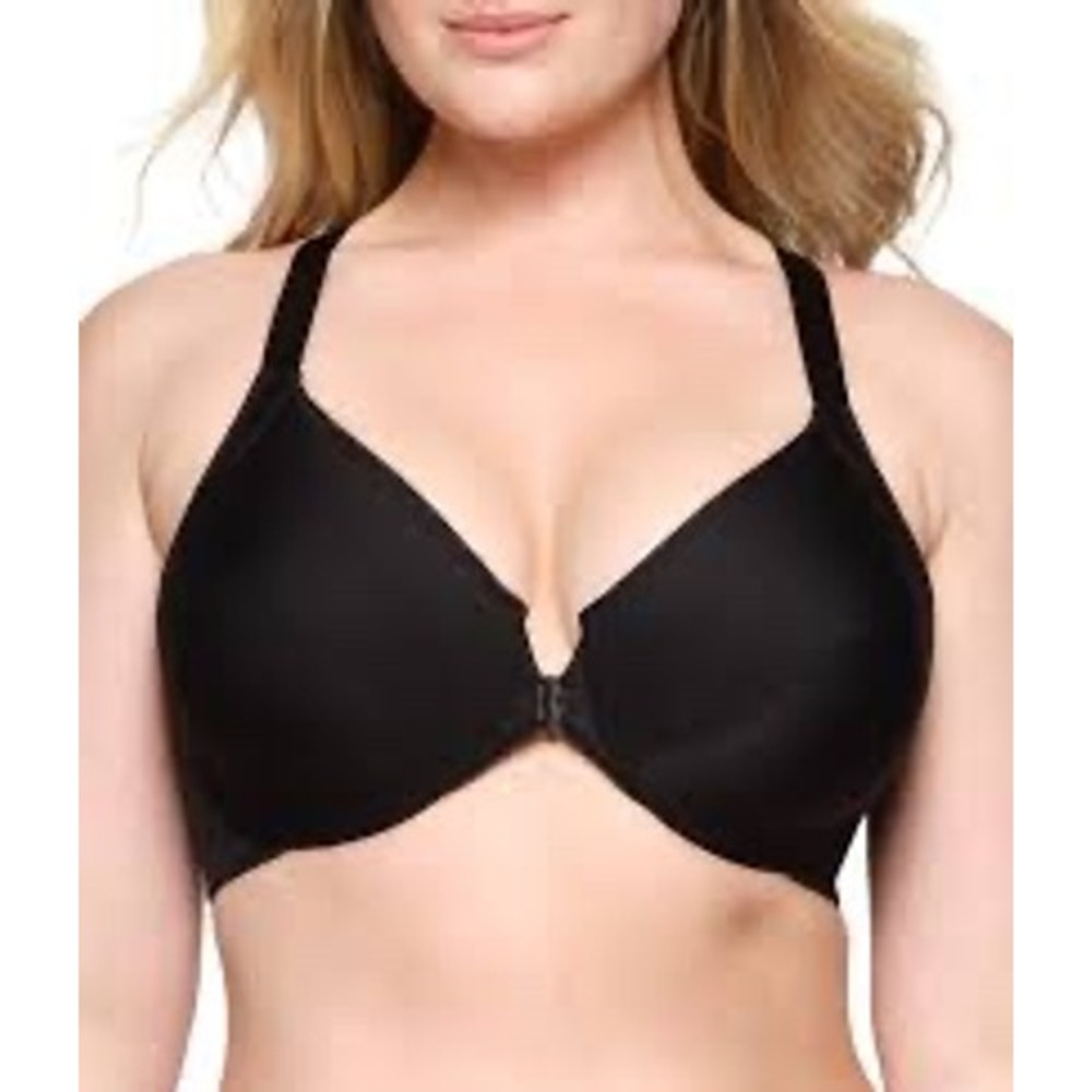 Glamorise 1247 Front-Closure Smoothing WonderWire Bra Womens 42C Black Racerback